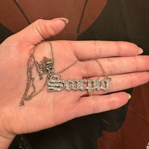Silver Necklace with Script Pendant